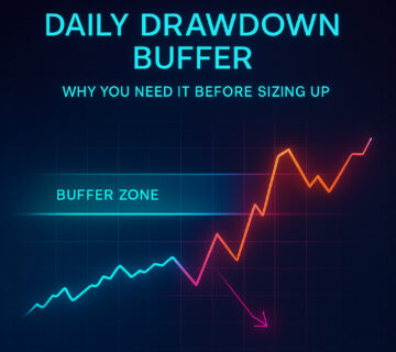 Daily drawdown buffer chart showing cushion before sizing up – OrbitPips